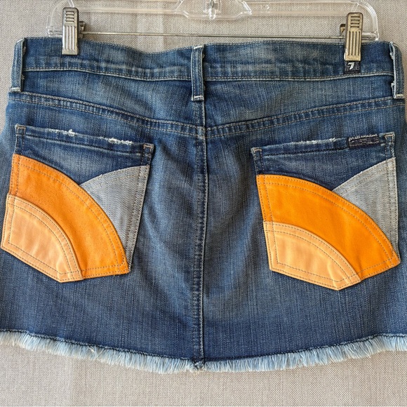 7 For All Mankind Dresses & Skirts - 7 For All Mankind Blue Denim Mini Skirt with Orange Accents size 29